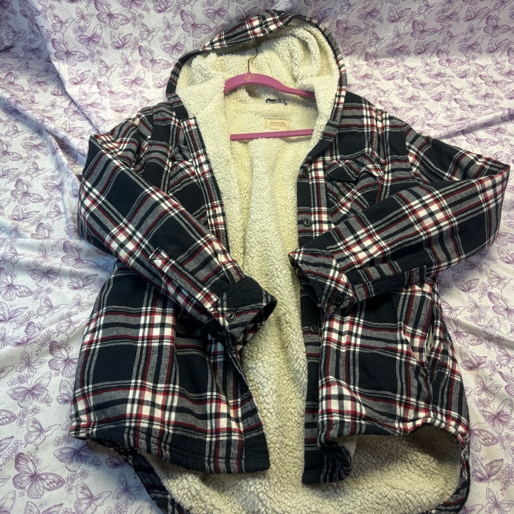 Boston Traders Black and Red Plaid Teddy Jacket - Picture 1 of 2
